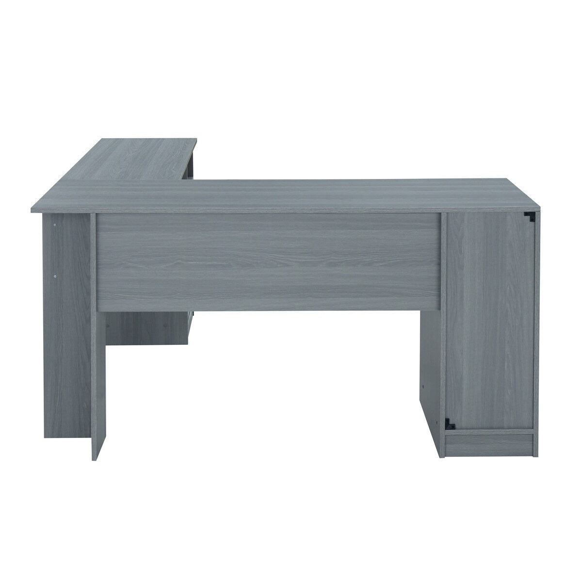 Functional L-Shape Desk with Storage for Entryway Living Room，Office Room, Grey