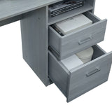 Functional L-Shape Desk with Storage for Entryway Living Room，Office Room, Grey