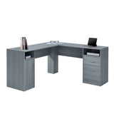 Functional L-Shape Desk with Storage for Entryway Living Room，Office Room, Grey