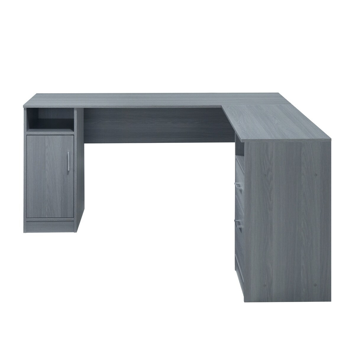 Functional L-Shape Desk with Storage for Entryway Living Room，Office Room, Grey