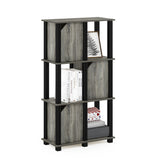 Furinno Brahms 4-Tier Storage Shelf with 3 Doors, Black Oak/Black