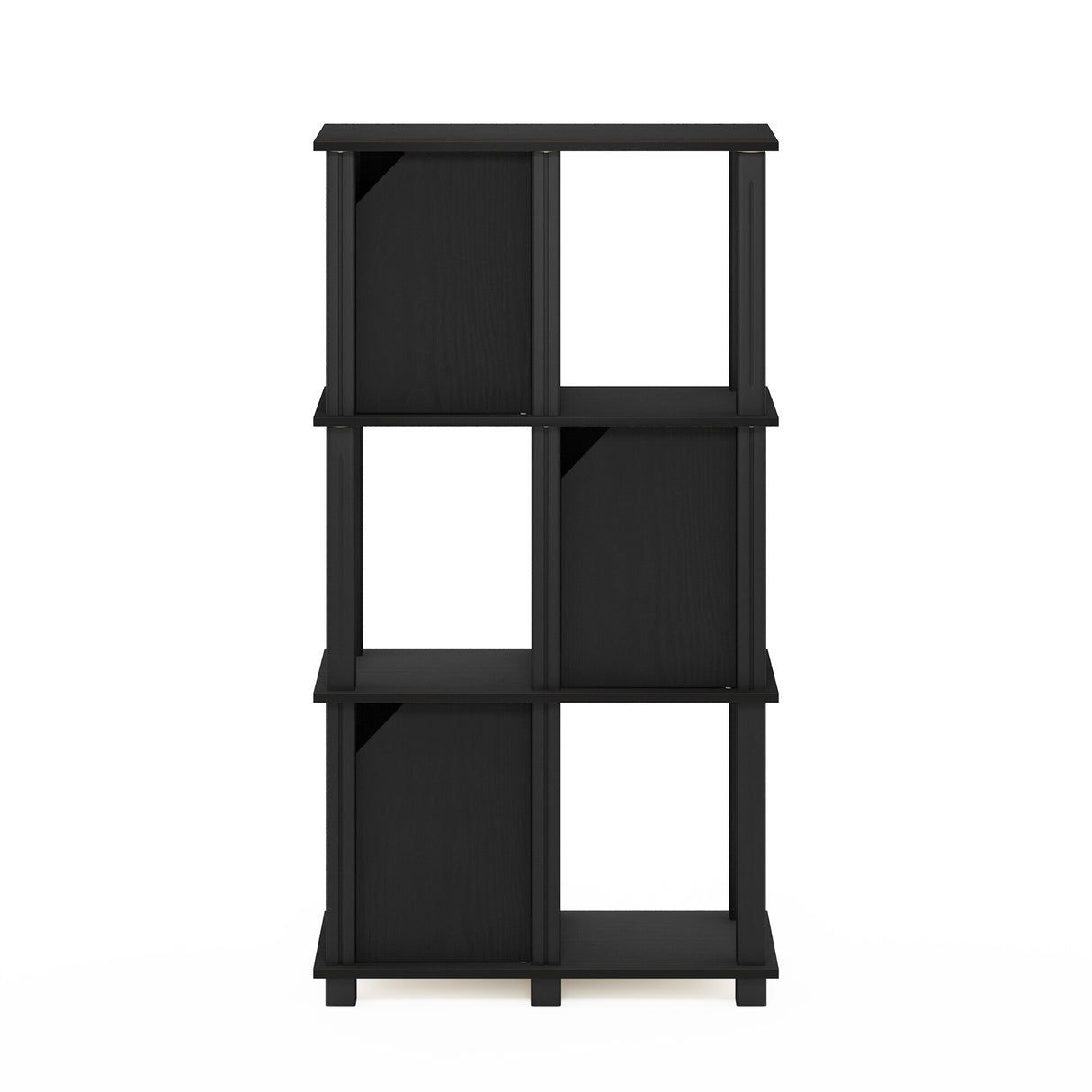 Furinno Brahms 4-Tier Storage Shelf with 3 Doors, Black Oak/Black