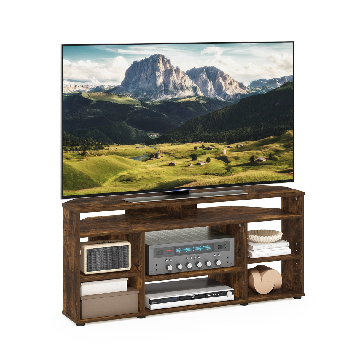 Furinno Jensen Corner TV Stand TV up to 55 Inches, Espresso