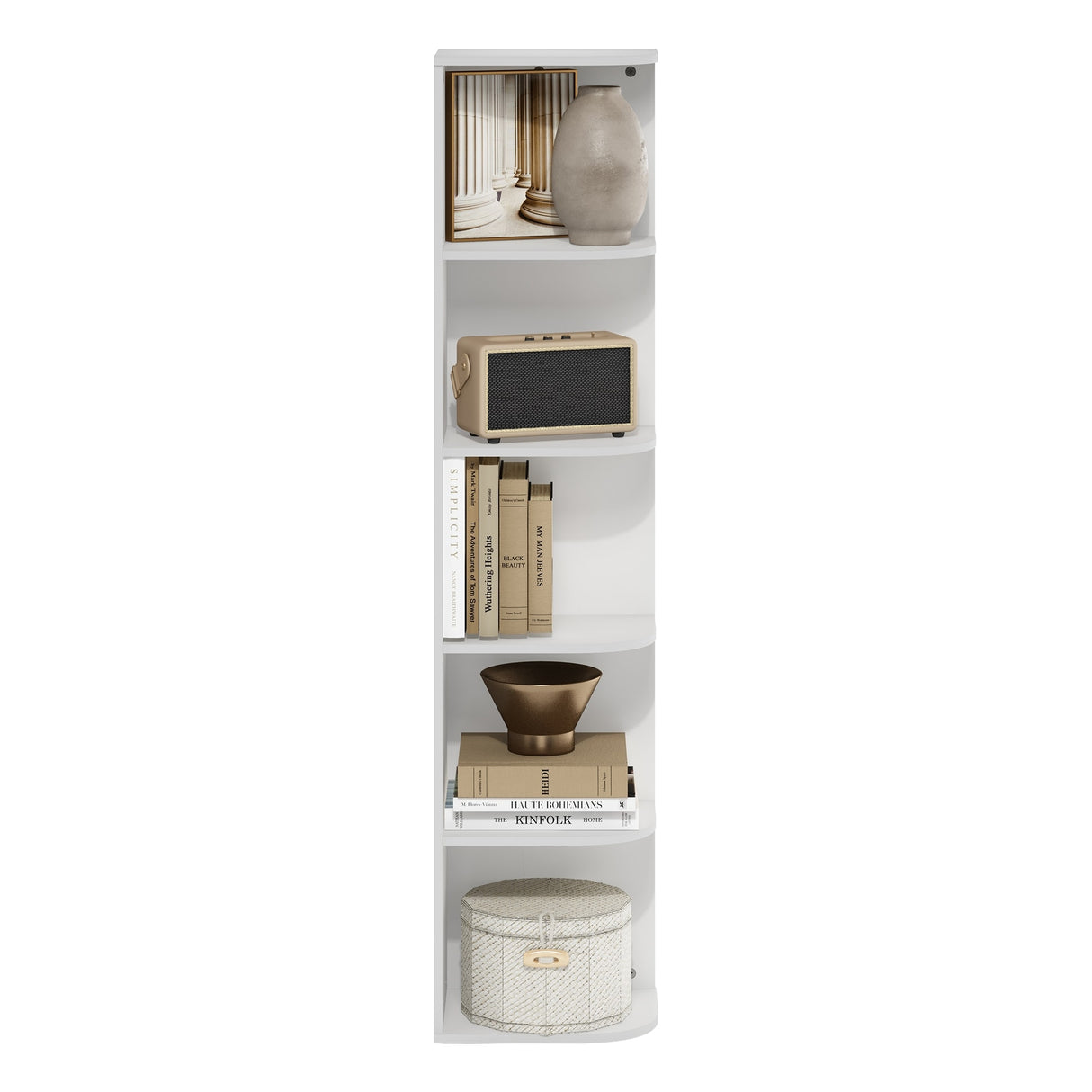 Furinno Pasir 5-Tier Corner Open Shelf Bookcase