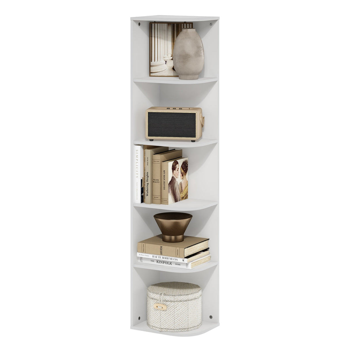 Furinno Pasir 5-Tier Corner Open Shelf Bookcase
