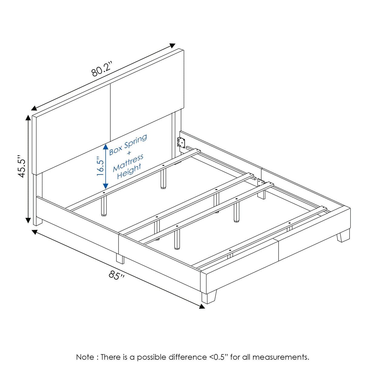 Furinno Pessac Upholstered Bed Frame