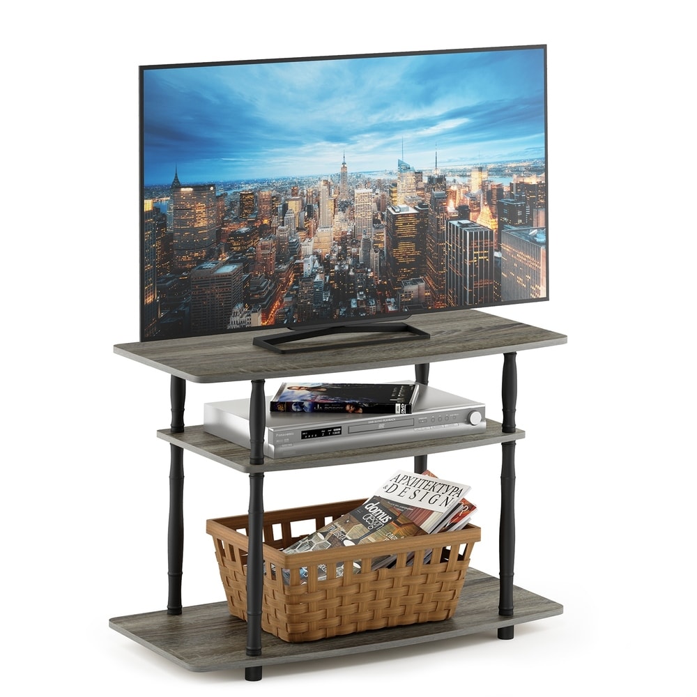 Furinno Turn-N-Tube No Tools 3-Tier TV Stands with Classic Tubes, Espresso/Black