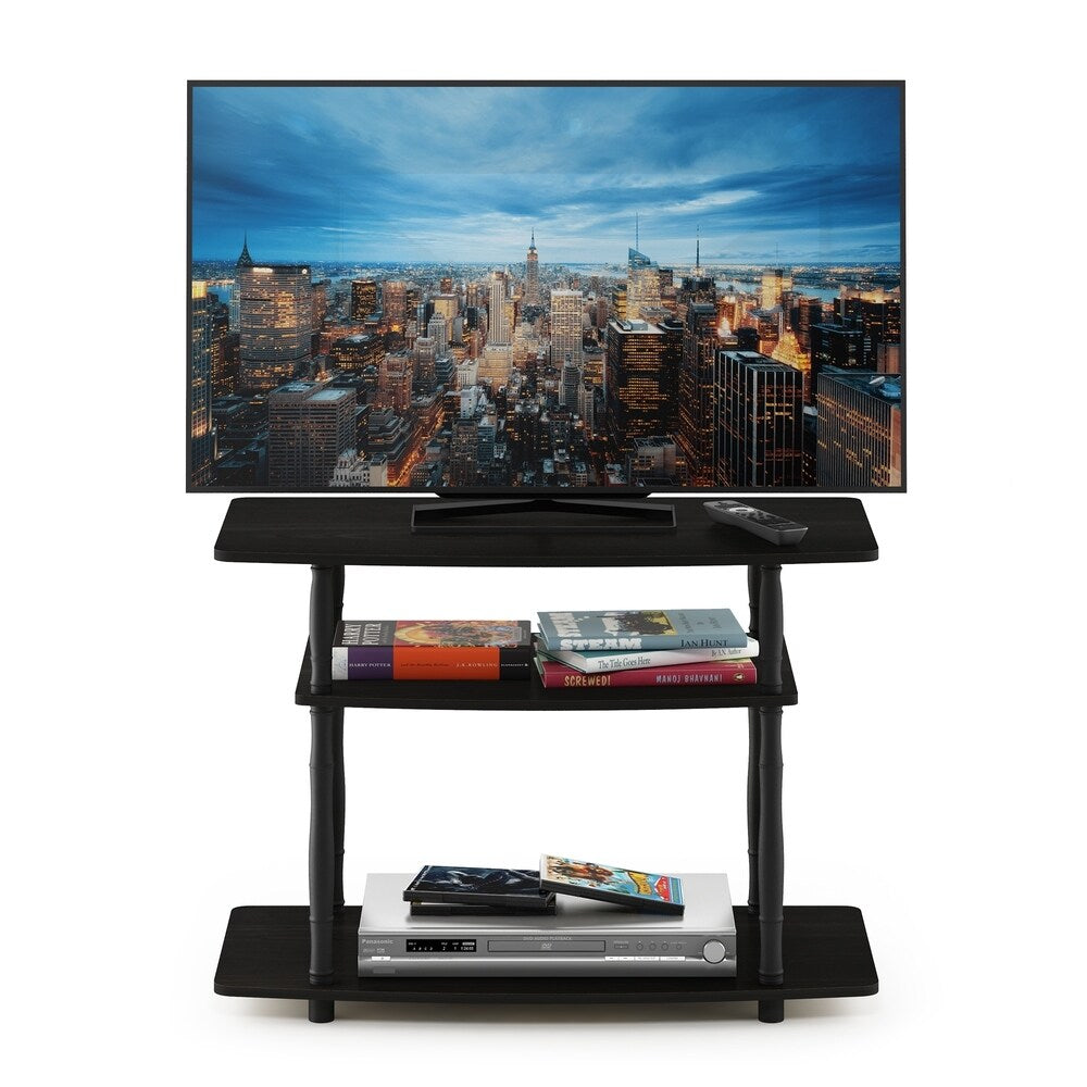 Furinno Turn-N-Tube No Tools 3-Tier TV Stands with Classic Tubes, Espresso/Black