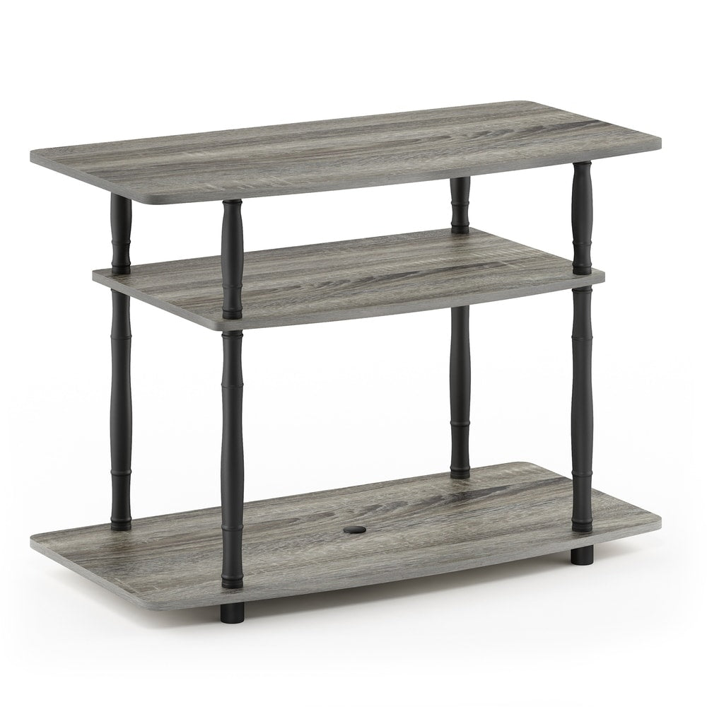Furinno Turn-N-Tube No Tools 3-Tier TV Stands with Classic Tubes, Espresso/Black