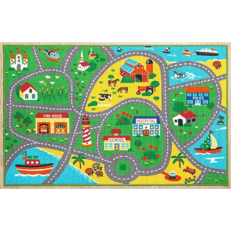 Furnish My Place 760 City Map City Street Map Kids for Nursery, Area Rug