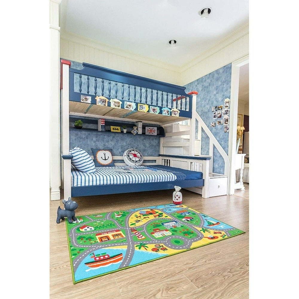 Furnish My Place 760 City Map City Street Map Kids for Nursery, Area Rug