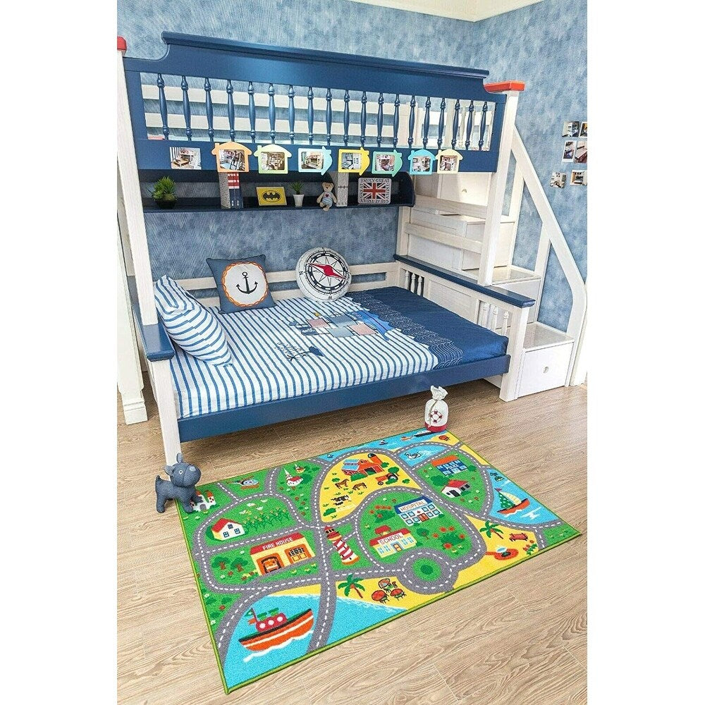 Furnish My Place 760 City Map City Street Map Kids for Nursery, Area Rug