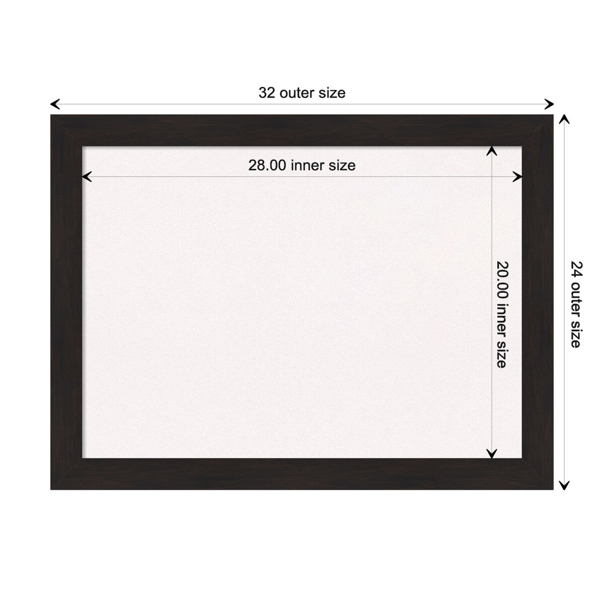 Furniture Espresso Narrow Framed White Corkboard Bulletin Board