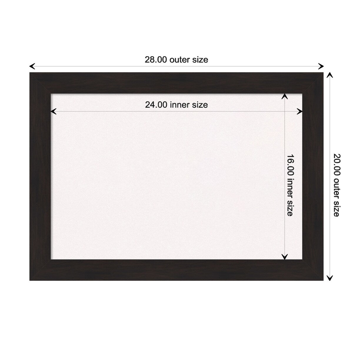 Furniture Espresso Narrow Framed White Corkboard Bulletin Board