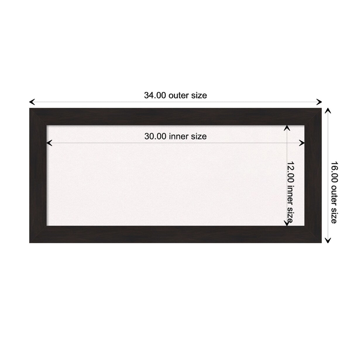 Furniture Espresso Narrow Framed White Corkboard Bulletin Board