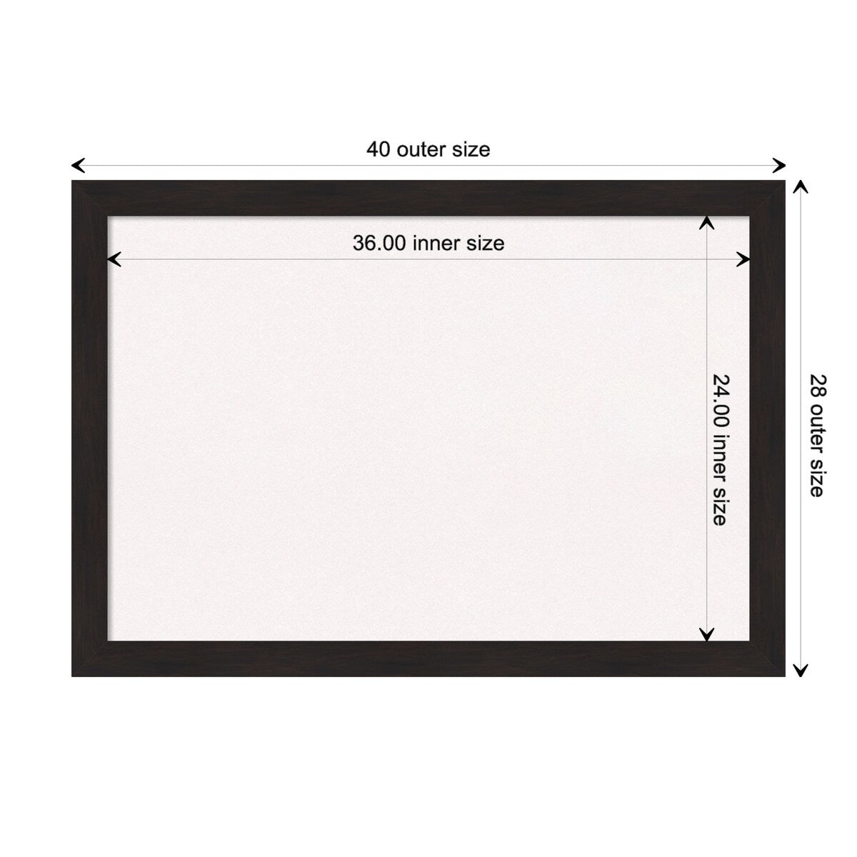 Furniture Espresso Narrow Framed White Corkboard Bulletin Board