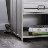 Woolf Industrial Silver Metal 1-Drawer Nightstand with USB Ports by Carbon Loft
