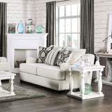 Furniture of America Anteber Farmhouse Cream Nailhead Trim Loveseat