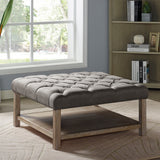 Augustin Farmhouse Square Fabric Storage Tufted Cocktail Ottoman by Furniture of America