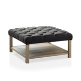 Augustin Farmhouse Square Fabric Storage Tufted Cocktail Ottoman by Furniture of America