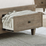 Banister Transitional Grey Wood USB Port 3-Piece Storage Platform Bedroom Set with 2 Nightstands by Furniture of America