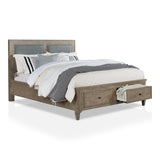 Banister Transitional Grey Wood USB Port 3-Piece Storage Platform Bedroom Set with 2 Nightstands by Furniture of America