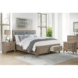 Banister Transitional Grey Wood USB Port 3-Piece Storage Platform Bedroom Set with 2 Nightstands by Furniture of America