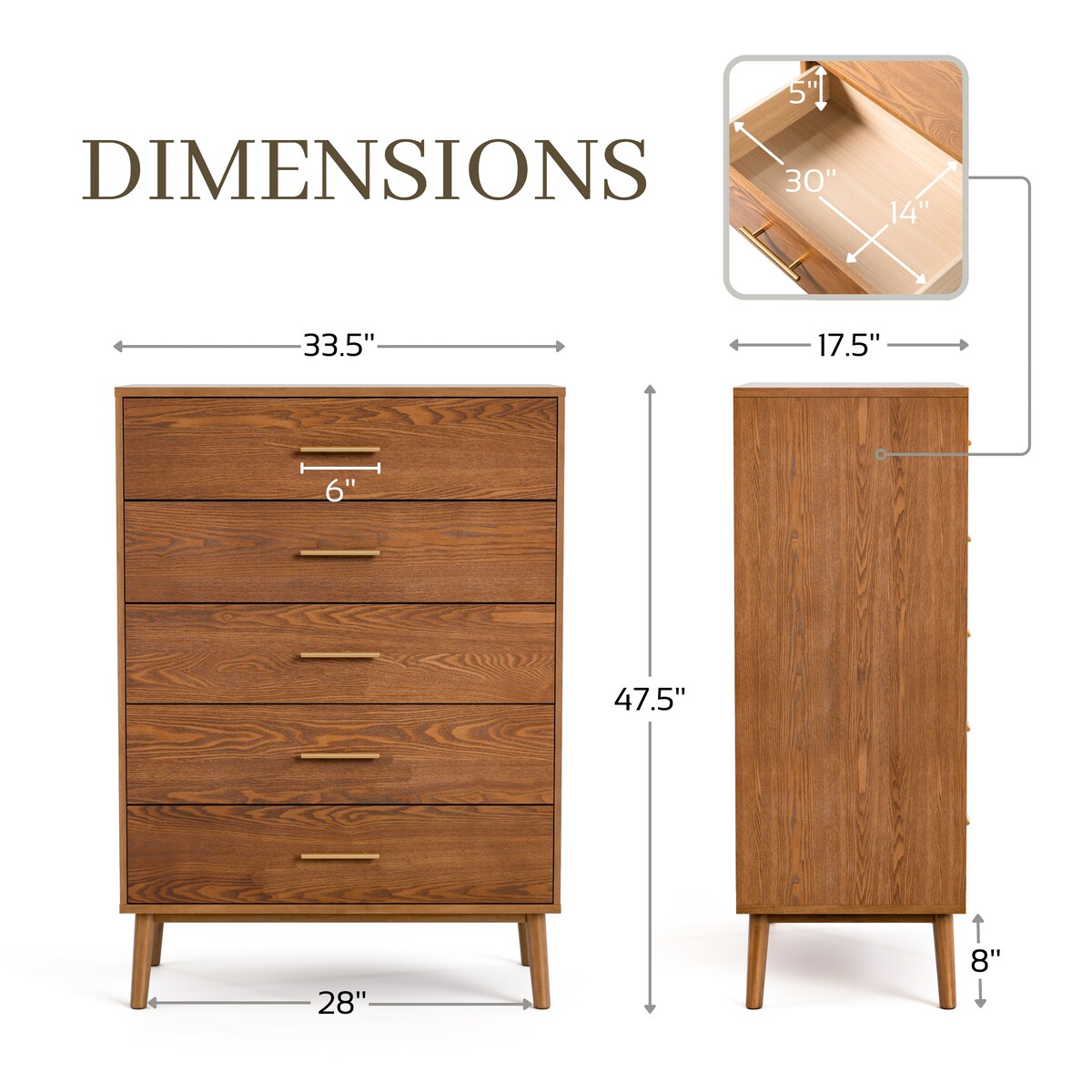 Furniture of America Beau Midcentury 6-Piece Walnut Low Profile Queen Bedroom Set