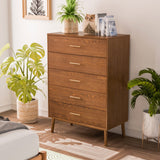 Furniture of America Beau Midcentury 6-Piece Walnut Low Profile Queen Bedroom Set