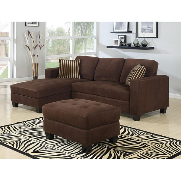 Furniture of America Bedford 2-piece Brown Microfiber Sectional and Ottoman Set