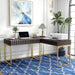 Bird Glam Metal Lift-top L-Shaped Computer Desk with USBs by Furniture of America