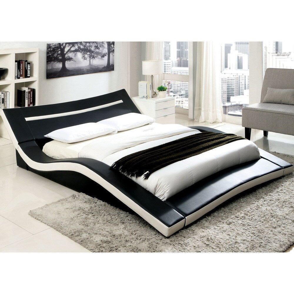 Furniture of America Quip Modern Black Faux Leather Platform Bed