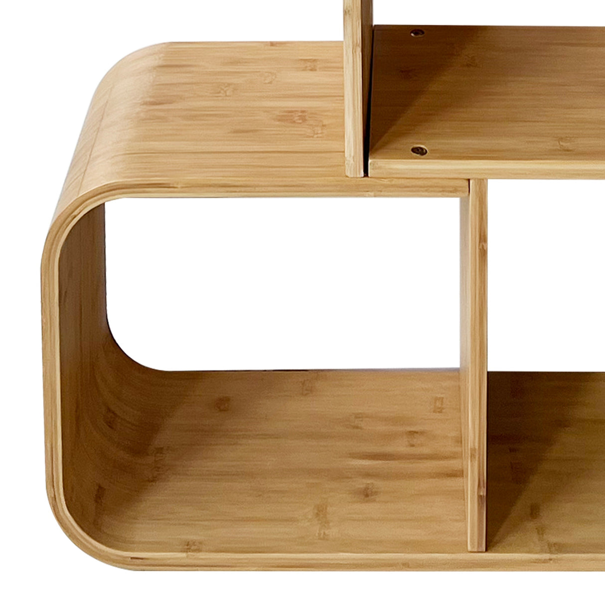 Furniture of America Blythe Contemporary Natural Bamboo 4-Tier S-shaped Design Display Bookshelf