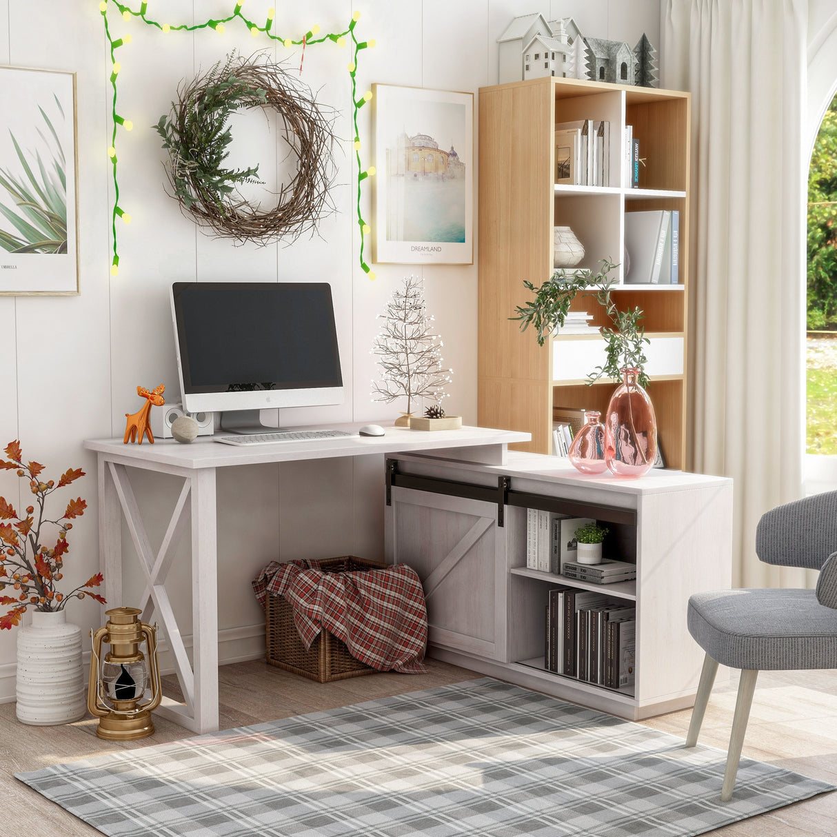 Furniture of America Brasnar 56-inch L-shape Storage Computer Desk