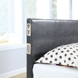 Furniture of America Britney Modern Grey Leatherette Platform Bed with Bluetooth Speaker