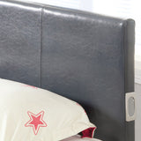 Furniture of America Britney Modern Grey Leatherette Platform Bed with Bluetooth Speaker