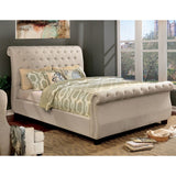 Furniture of America Kain Contemporary Beige Fabric Padded Sleigh Bed
