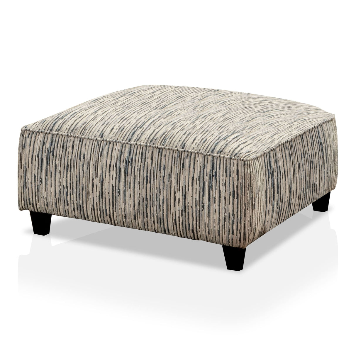 Caledonia Transitional Ivory Chenille Upholstered Cocktail Ottoman by Furniture of America