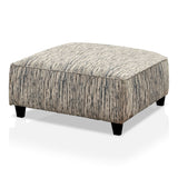 Caledonia Transitional Ivory Chenille Upholstered Cocktail Ottoman by Furniture of America
