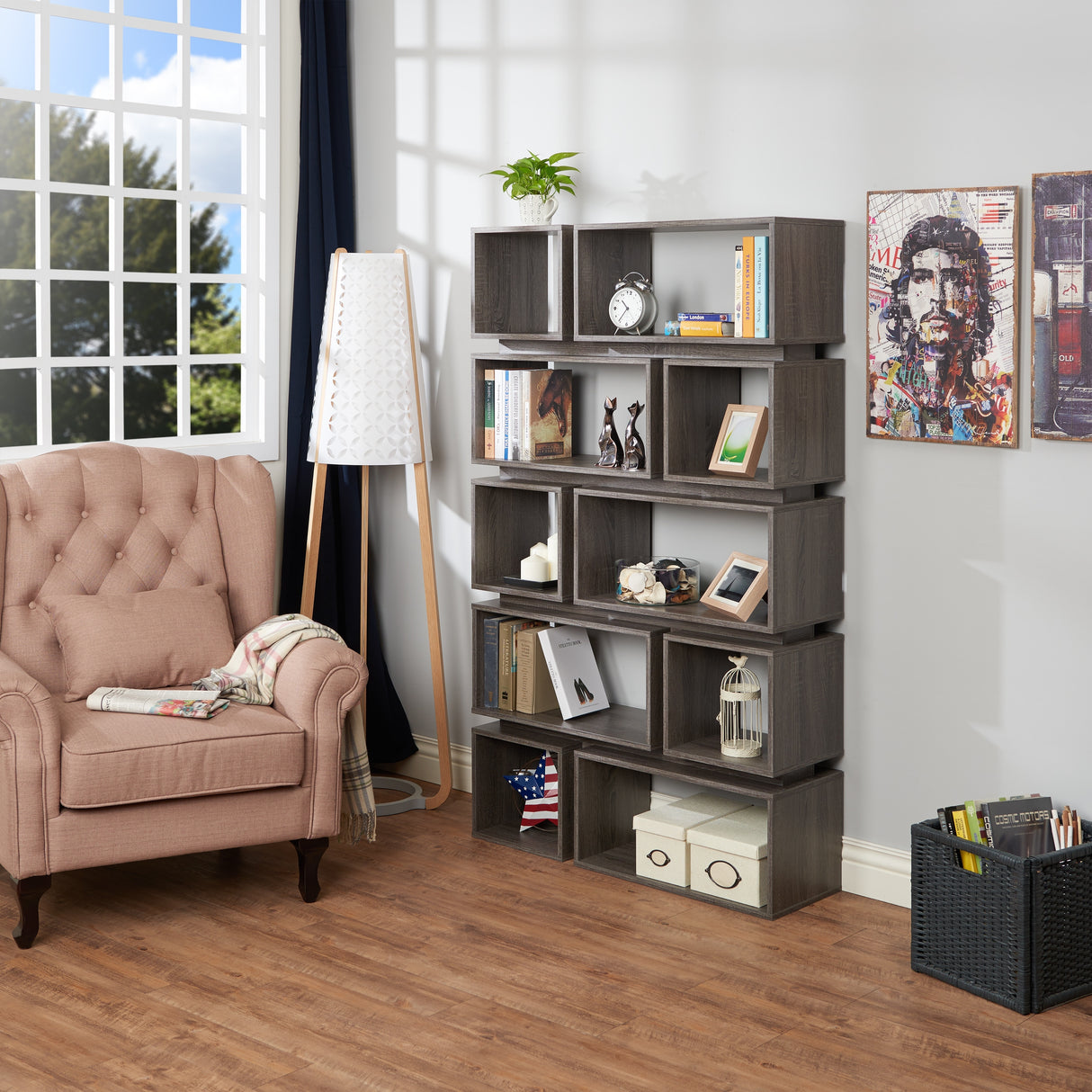 Furniture of America Niti Rustic Grey 10-shelf Open Bookcase / Room Divider