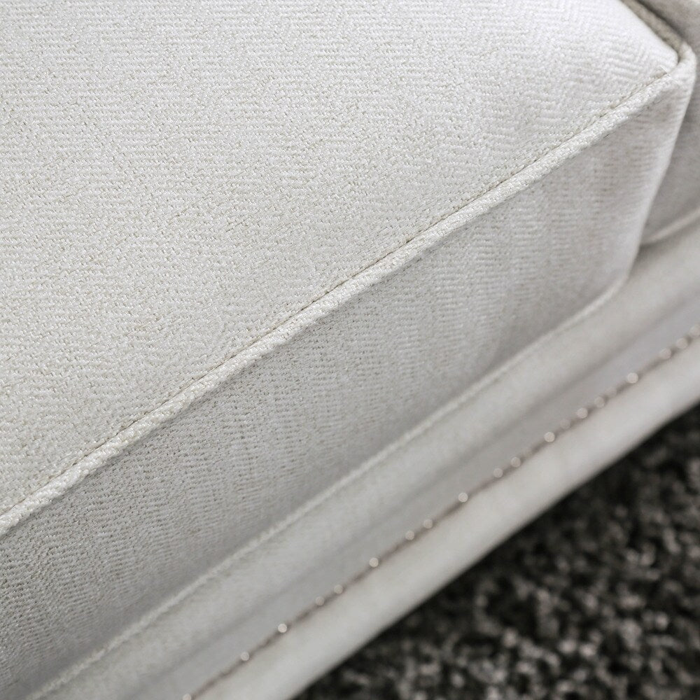 Tigg Contemporary White Chenille Nailhead Upholstered Sofa by Furniture of America