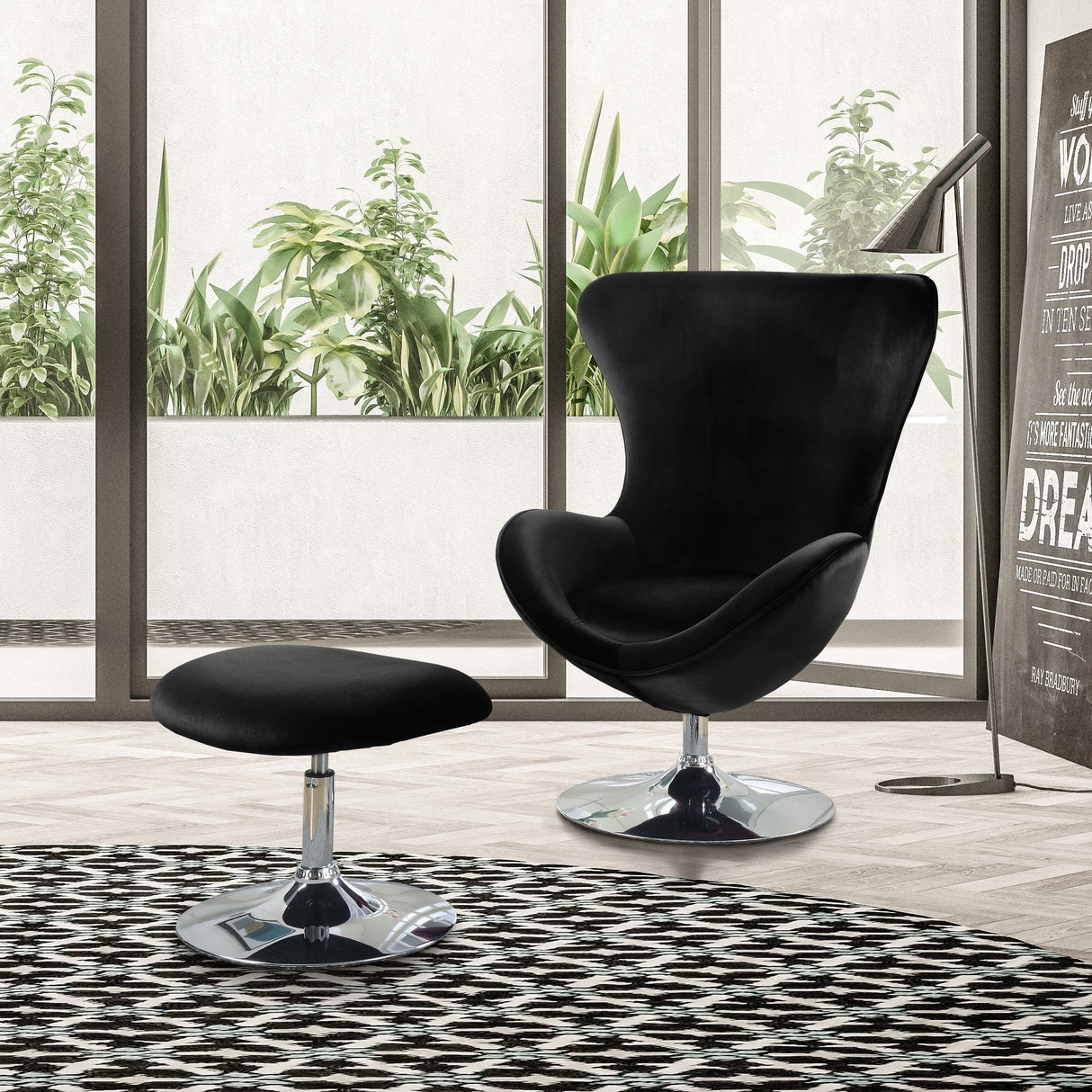 Cher Modern Fabric 2-piece Accent Chair and Ottoman Set by Furniture of America