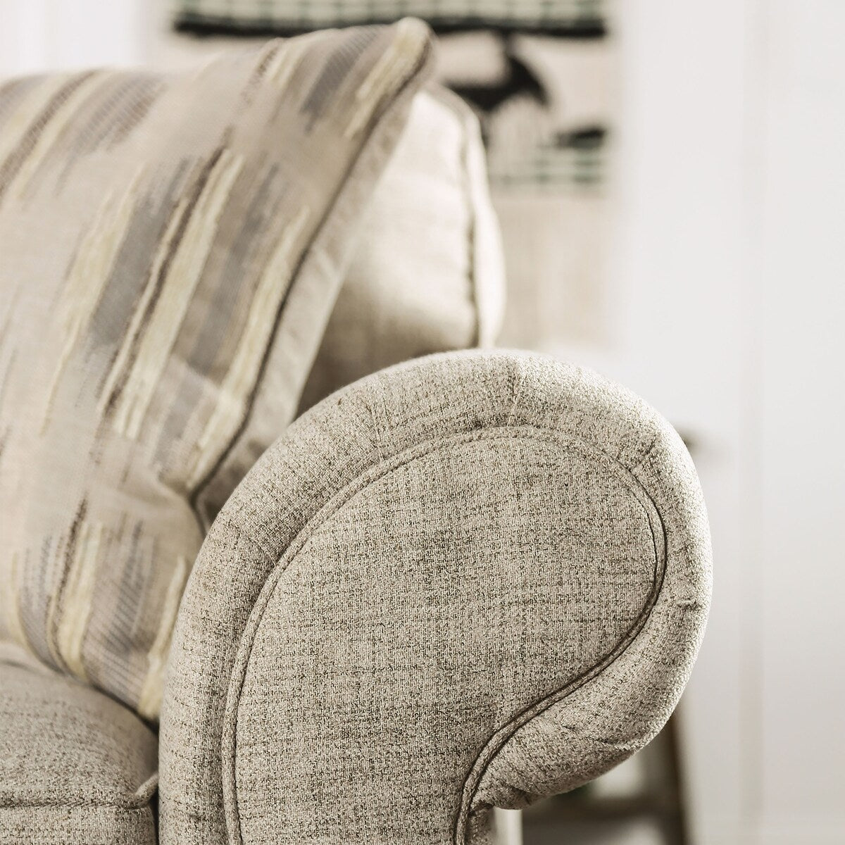 Chetbert Transitional Cream Upholstered Loveseat by Furniture of America