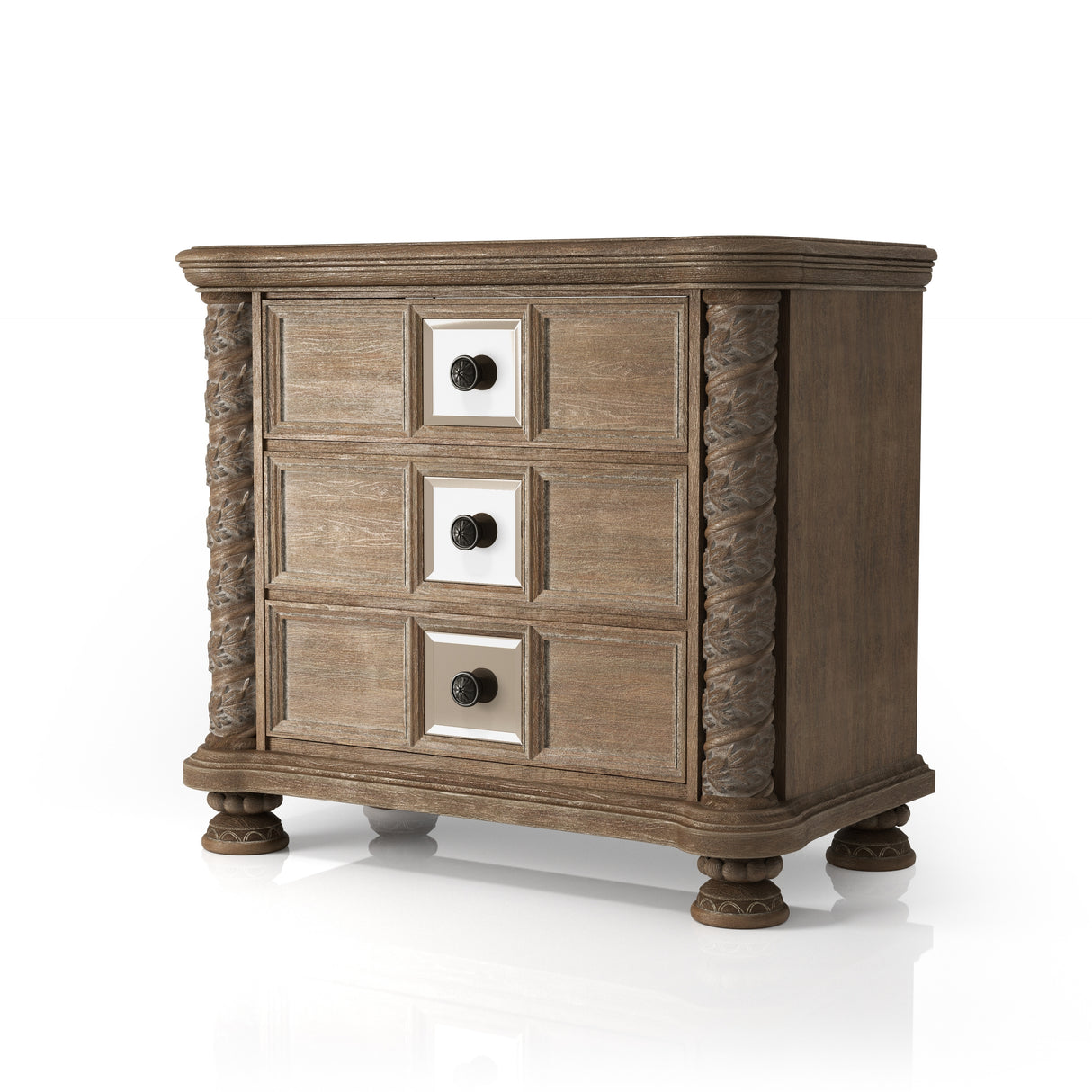 Cimarron Transitional Natural Wood 3-Drawer Nightstand by Furniture of America