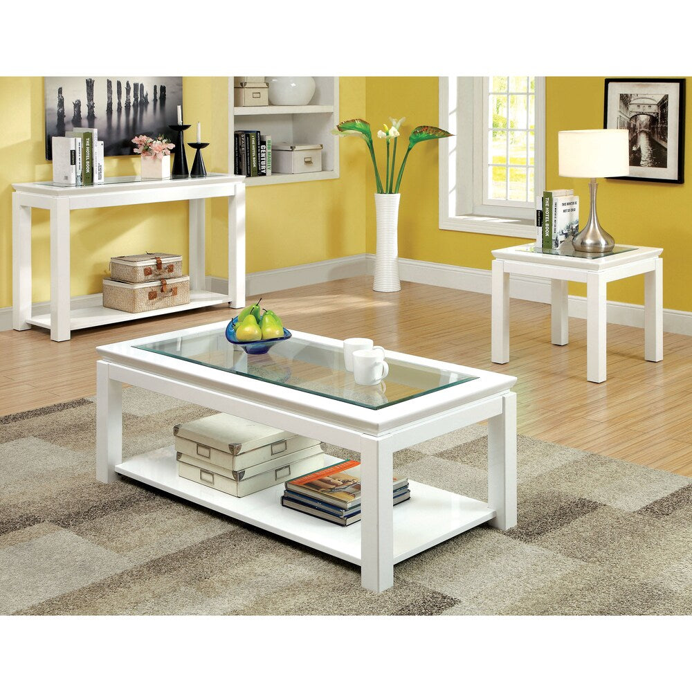 Dia Modern 48-inch Glass Insert Glossy 1-Shelf Sofa Table by Furniture of America