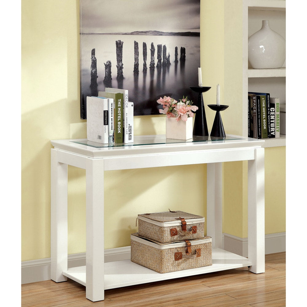 Dia Modern 48-inch Glass Insert Glossy 1-Shelf Sofa Table by Furniture of America