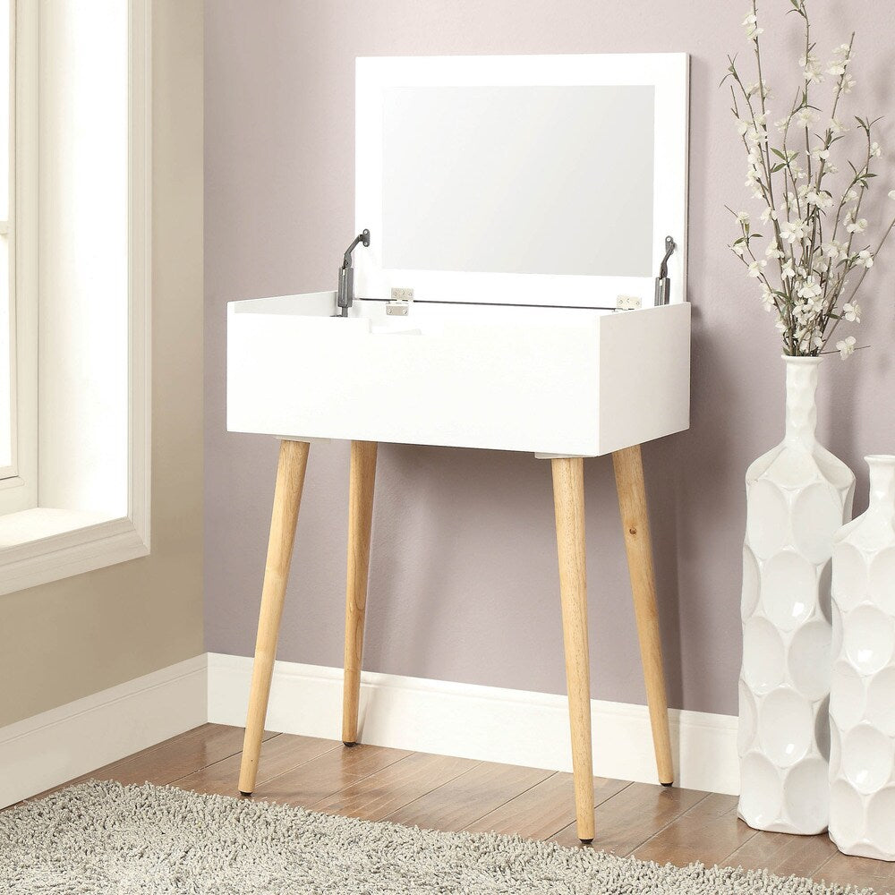 Furniture of America Denato Contemporary White Vanity Storage Table