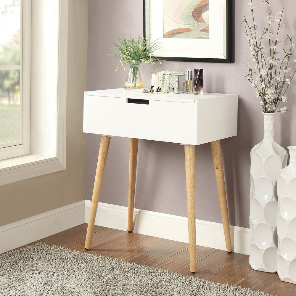 Furniture of America Denato Contemporary White Vanity Storage Table