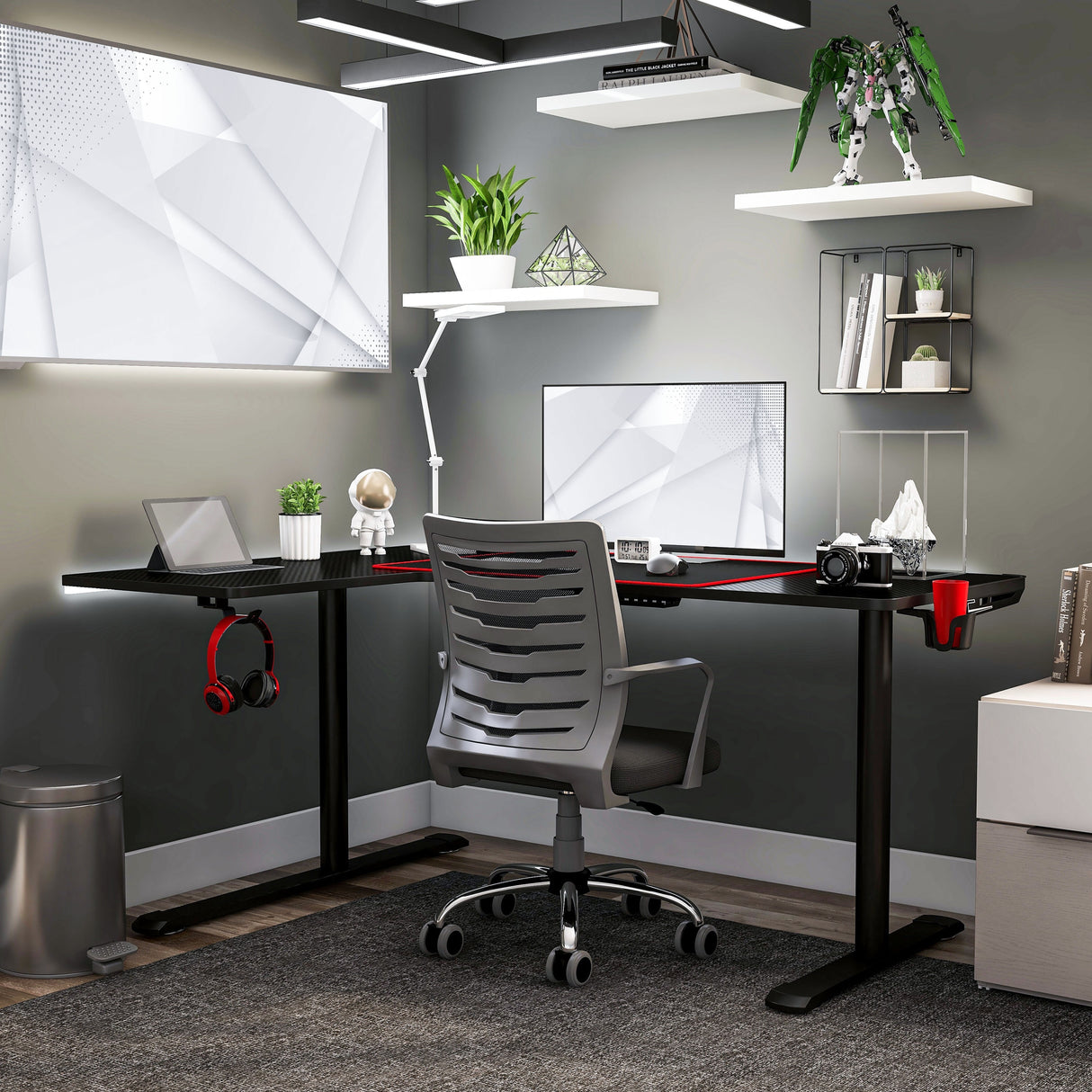 Devan Contemporary Black 65-inch Metal Computer and Gaming Desk by Furniture of America