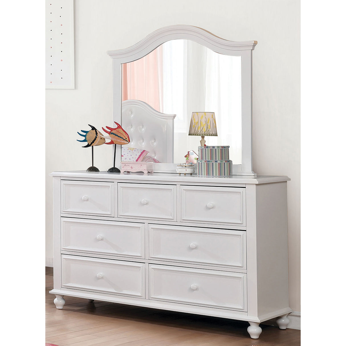 Dole Traditional White 56-inch Wide 7-Drawer Wood Dresser by Furniture of America
